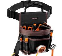 Electrician Tool Pouch, 10 Pockets Tool Belt Pouches with Hammer Holder, Adjustable Small Tool Pouch with Belt for Carpenter Construction Technician Plumber HVAC