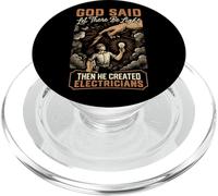 Electrician Vintage Retro God Said Let There Be Light The He PopSockets PopGrip for MagSafe