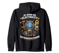 Electrician Vs. AI Electrical Engineer Cannot Replace Humor Zip Hoodie
