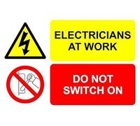 Electricians at work do not switch on safety sign - 1mm flexible Plastic sign (300mm x 200mm)
