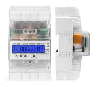 Electricity meter, DIN rail digital electricity meter, 3 phases, 4-wire, LCD power meter, calibrated three-phase meter 230/400 V, DIN rail mounting, electricity meter for socket, intermediate meter