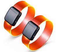 ElectricWise 2 Pcs Burning Man Light Up Bracelets, Magnetic Buckle Design with 3 Flashing Modes, Glow in The Dark Bracelets Party Supplies for Rave Party Halloween Night Riding (Orange)