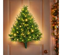 ElectricWise 2FT Wall Hanging Christmas Tree with Led Lights, Pre lit Norfolk Pine Artificial Flat Wall Christmas Tree for Apartment, Cat Owners Xmas Decor