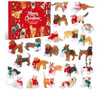 ElectricWise Christmas Advent Calendar 2025, 24 Days Dog Cat Countdown Figures with Mini DIY Xmas Scarves, Christmas Surprise Gifts for Boys Girls, Family Fun Activity Holiday Decorations