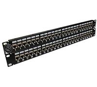 Electriduct 48-Port 10-Gigabit Ethernet CAT6A FTP Shielded Patch Panel, 19" Rackmount or Wallmount, Tool-less Keystone Jacks