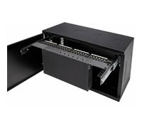 Electriduct 4U Wall Mount Vertical Sliding Rack Enclosure Slide-Out Network Cabinet Black Powder Coated Steel with Lock, Solid Door and Adjustable Mounting Rails - 13.75 Inch Depth