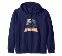 Electrified Wolf Chaos Animal Rage Energy Storm Zip Hoodie
