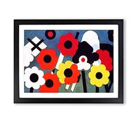 Electrifying Flower Market Abstract Framed Wall Art Print A2 Black