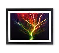 Electrifying Lightning Bolts Vol.1 H1022 Framed Print for Living Room Bedroom Home Office Décor, Wall Art Picture Ready to Hang, Black A4 Frame (34 x 25 cm)