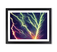Electrifying Lightning Bolts Vol.2 Framed Print | A4 Black Framed Wall Art | Ready to Hang | Modern Landscape Picture | Living Room Bedroom Lounge Office