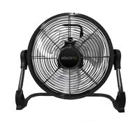 electriQ 12-inch Rechargeable Black Quiet DC Floor Fan - Versatile Metal Body for Indoor Outdoor and Commercial Use