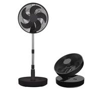 electriQ 12-inch Rechargeable and Foldable Black DC Pedestal Fan - Quiet Operation for Versatile Indoor and Outdoor Comf