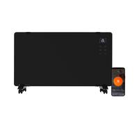 electriQ 2000W Black Designer Glass Heater Wall Mountable Low Energy with Smart WiFi Alexa - Ultra Slim only 8cm Bathr