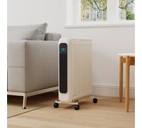 electriQ 2400W Smart WiFi Oil Free Portable Radiator with Thermostat Timer & Remote - White