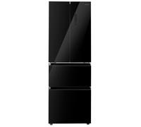 electriQ 320 Litre French Style American Fridge Freezer - Black Glass