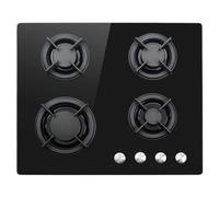 electriQ 60cm Gas on Glass 4 Burner Gas Hob - Black Glass