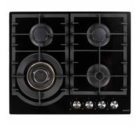 electriQ 60cm Gas on Glass Hob 4 Burner Gas Hob - Black