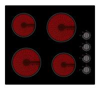 electriQ 60cm 4 Zone Ceramic Hob with Knob Controls