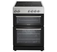 electriQ 60cm Double Oven Electric Cooker - Silver