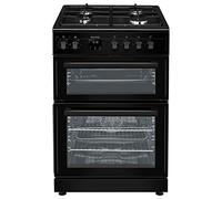 electriQ 60cm Dual Fuel Cooker with Double Oven Black