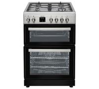 electriQ 60cm Dual Fuel Cooker with Double Oven Stainless Steel