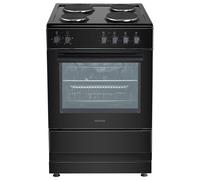 electriQ 60cm Electric Cooker with Sealed Plate Hob - Black