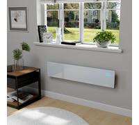 electriQ 750W Smart Slim Gloss White Glass Panel Heater Wall Mounted or Skirting Fitted Bathroom Safe Energy Efficient