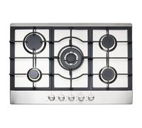 electriQ 75cm 5 Burner Gas Hob - Stainless Steel