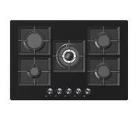 electriQ 75cm 5 Burner Gas on Glass Hob - Black