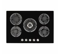 electriQ 75cm Gas on Glass 5 Burner Gas Hob - Black