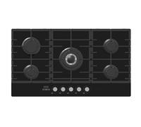 electriQ 90cm Gas on Glass Hob 5 Burner Gas Hob - Black