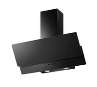 electriQ 90cm Angled Chimney Cooker Hood - Black Glass