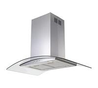 electriQ 90cm Curved Glass Island Cooker Hood - Stainless Steel