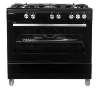 electriQ 90cm Gas Single Oven Range Cooker - Black