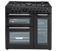 electriQ 90cm Triple Cavity Dual Fuel Range Cooker - Black