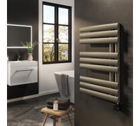 electriQ Curved Panel Electric Towel Radiator H650xW450mm - Brass
