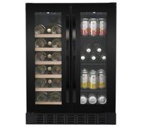 ElectriQ Dual Zone Wine and Drinks Cooler 34 Bottle Capacity | Wooden Shelves for Low Vibration | Double Door Design for Stable Temperatures | Adjustable Shelves | 82x60x57 cm | Freestanding Style