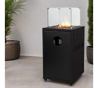 electriQ Glass Flame Gas Patio Heater With Glass Stones | 8 kW Borosilicate Heating Element | Outdoor Heating for up to 15 sqm | Freestanding Patio Design With Wheels | Flame Failure Safety Device