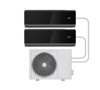 electriQ iQool Multi-Split 2×12,000 BTU Smart Wall Heat Pump AC - Black, 2-Zone Inverter System, A++/A+ Efficiency, Wi-Fi/Voice, “I Feel” Sensor, Sleep Mode - Includes 5 m Pipe & Cable Kit