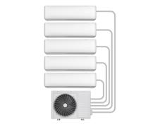 electriQ iQool Multi-Split 5×12,000 BTU Smart Wall Split Heat Pump AC - 5-Zone Control, A++/A+ Efficiency, Wi-Fi & Voice, “I Feel” Sensor, Sleep Mode - Includes 5 m Pipe & Cable Kit