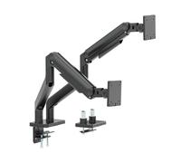electriQ Premium Spring-Assisted Dual Monitor Arm - Heavy-Duty Desk Mount for 17" to 45" Screens, Supports up to 20kg