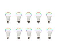 electriQ Smart dimmable colour Wifi Bulb with B22 bayonet ending - Alexa & Google Home compatible - 10 Pack