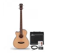 Electro Acoustic Left Handed Bass Guitar Natural 35W Bass Amp & Accessory Pack