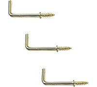 Electro Brass Dresser Hooks 25mm Shouldered Dresser Hooks Cup Hook L Shape Cup Hangers L Screw Hooks for Hanging Party Celebration Light Strings 25 Pack.