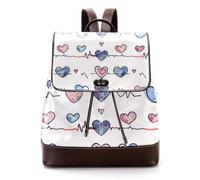 Electrocardiogram Heart Beat with Little Hearts Women Backpack, Small Travel Flap Rucksack Handbag Causal Daypack for Ladies Girls