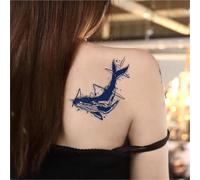 Electrocardiogram Whale Herbal Tattoo Sticker Waterproof Female Semi Permanent Sticker Large Picture Male Flower Arm Pattern, Fake Tattoos