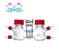 Electrochemical H-Type Dual Cell Reactor, 100ml High Borosilicate Glass, Built-in Proton Exchange Membrane & Tower Port, for Lab Fluid Experiments