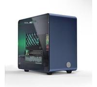 ELECTROCOOKIE Case for Raspberry Pi 5, Mini Aluminum Tower with Fan and Colored Ambient Light (Blue)