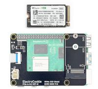 ElectroCookie M.2 NVMe SSD Kit for Raspberry Pi 5 - Includes PCIe M.2 HAT and 256GB SSD Drive