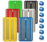 ElectroCookie Prototype Board Breadboard Style PCB Solder Board for Arduino and DIY Electronic Projects, Gold-Plated (6 Pack + 7 Screw Terminal Block Connectors, Multicolour)